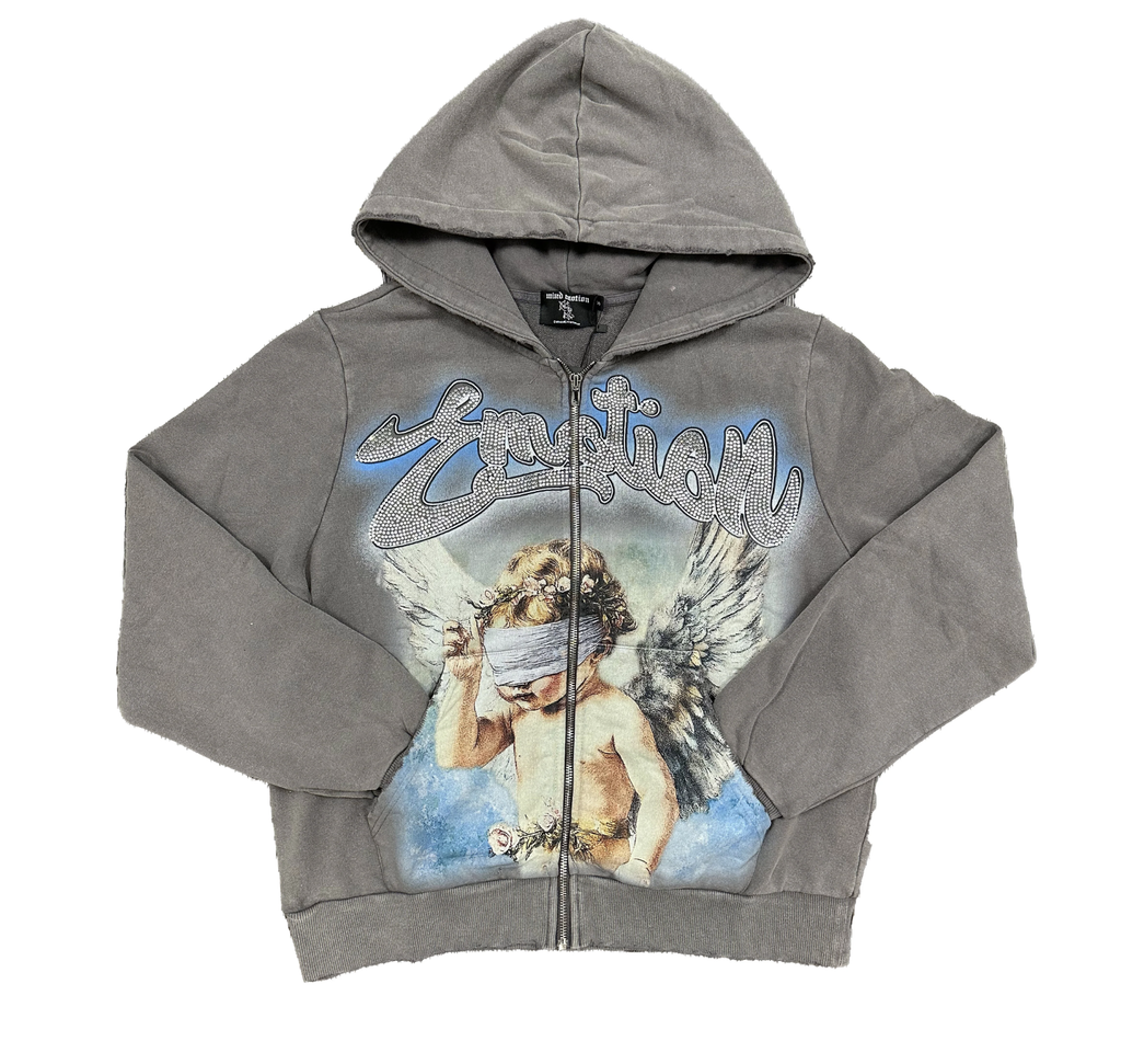 M.E Rhinestone Hoodie- Grey