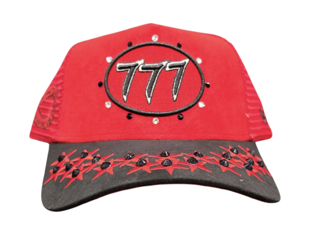 Hudson 'Diamond 777' Suede Trucker Hat- Red/Black
