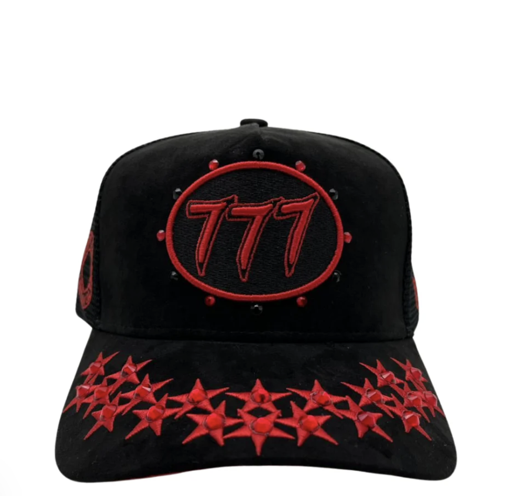 Hudson 'Diamond 777' Suede Trucker Hat- Black/Red