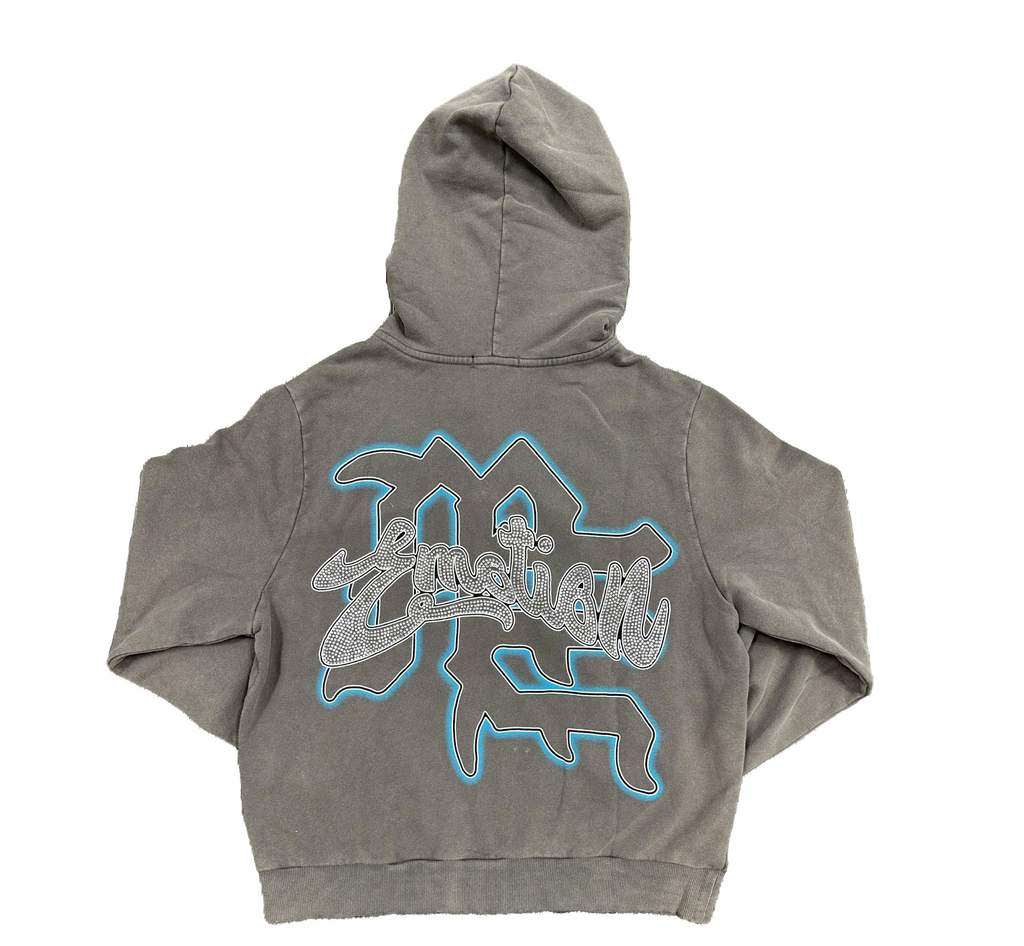 M.E Rhinestone Hoodie- Grey