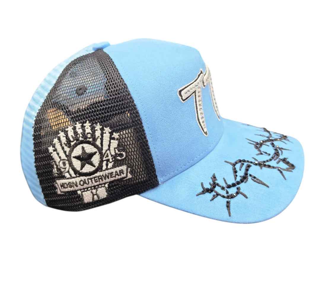 Hudson 'Diamond 777' Suede Trucker Hat- Black/Uni Blue